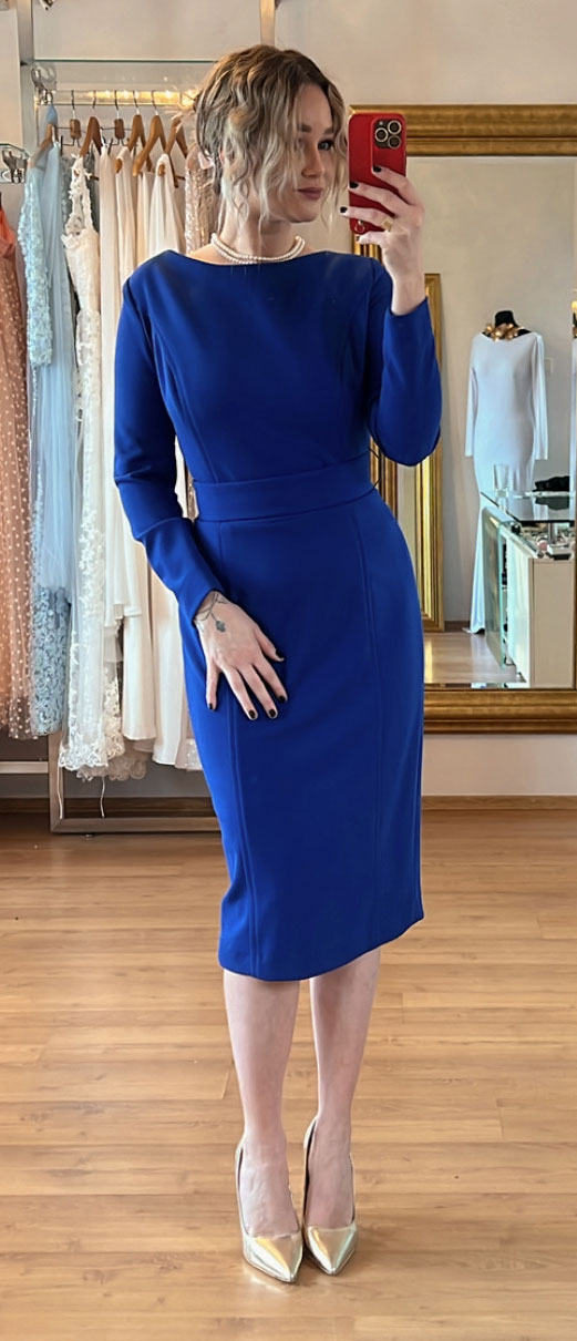 Puzdrové modré elastické šaty